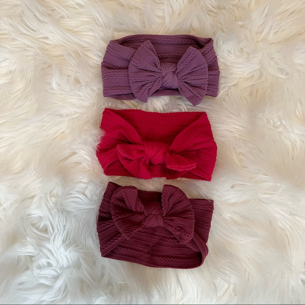 Lot of 3 baby girl headwrap bows